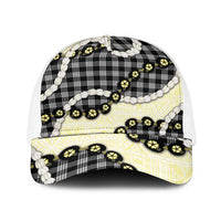 Black Palaka Hawaii Baseball Net Cap Kukui Nut Pikake Lei Hawaiian Tapa Pattern - Polynesian Pride