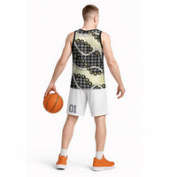 Black Palaka Hawaii Basketball Jersey Kukui Nut Pikake Lei Hawaiian Tapa Pattern - Polynesian Pride