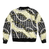 Black Palaka Hawaii Bomber Jacket Kukui Nut Pikake Lei Hawaiian Tapa Pattern - Polynesian Pride