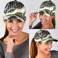 Black Palaka Hawaii Classic Cap Kukui Nut Pikake Lei Hawaiian Tapa Pattern - Polynesian Pride