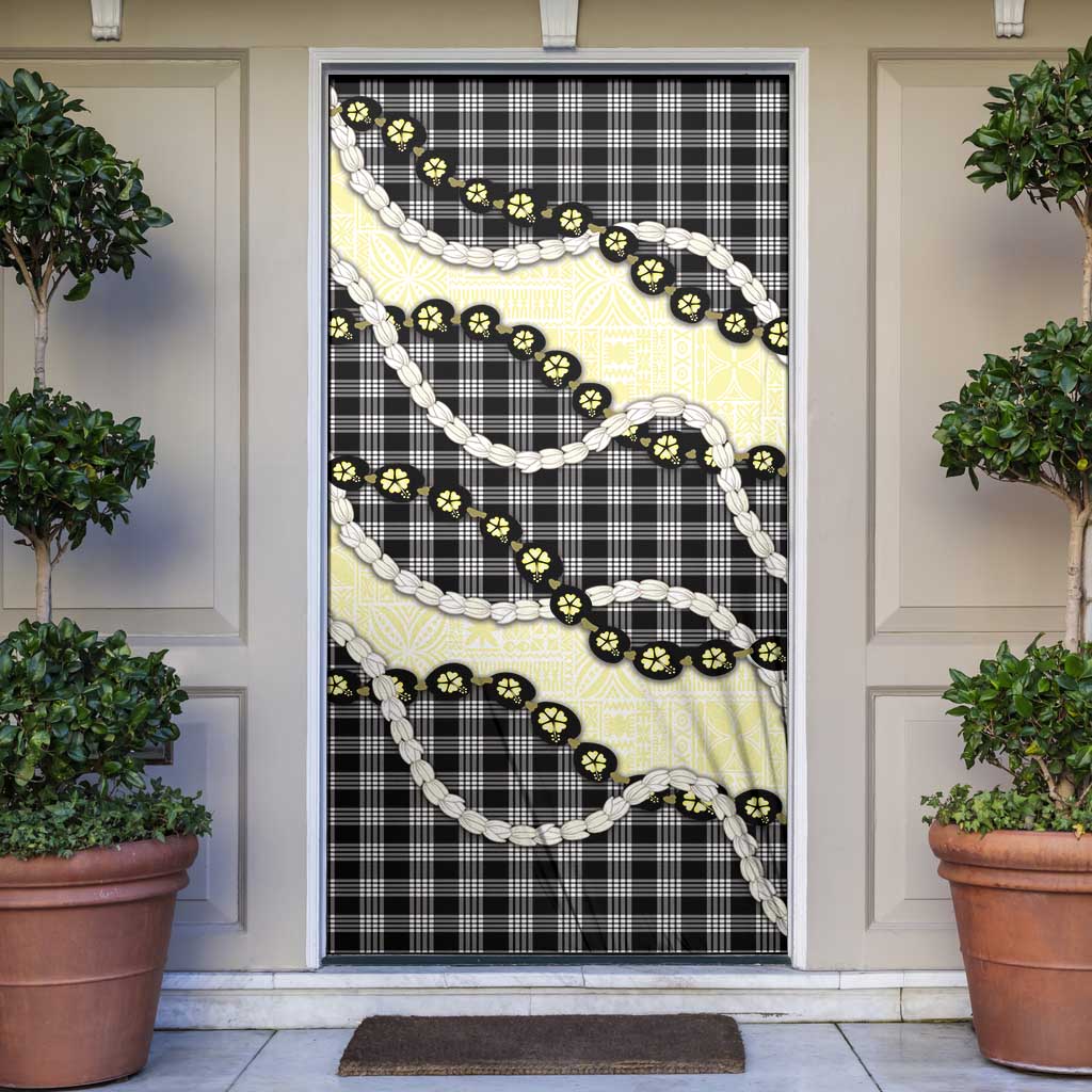 Black Palaka Hawaii Door Cover Kukui Nut Pikake Lei Hawaiian Tapa Pattern LT14 Black - Polynesian Pride