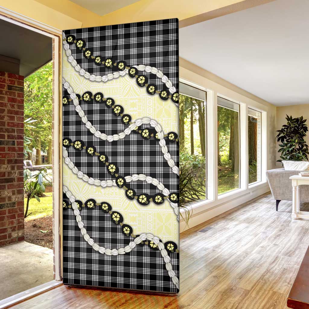 Black Palaka Hawaii Door Cover Kukui Nut Pikake Lei Hawaiian Tapa Pattern LT14 - Polynesian Pride