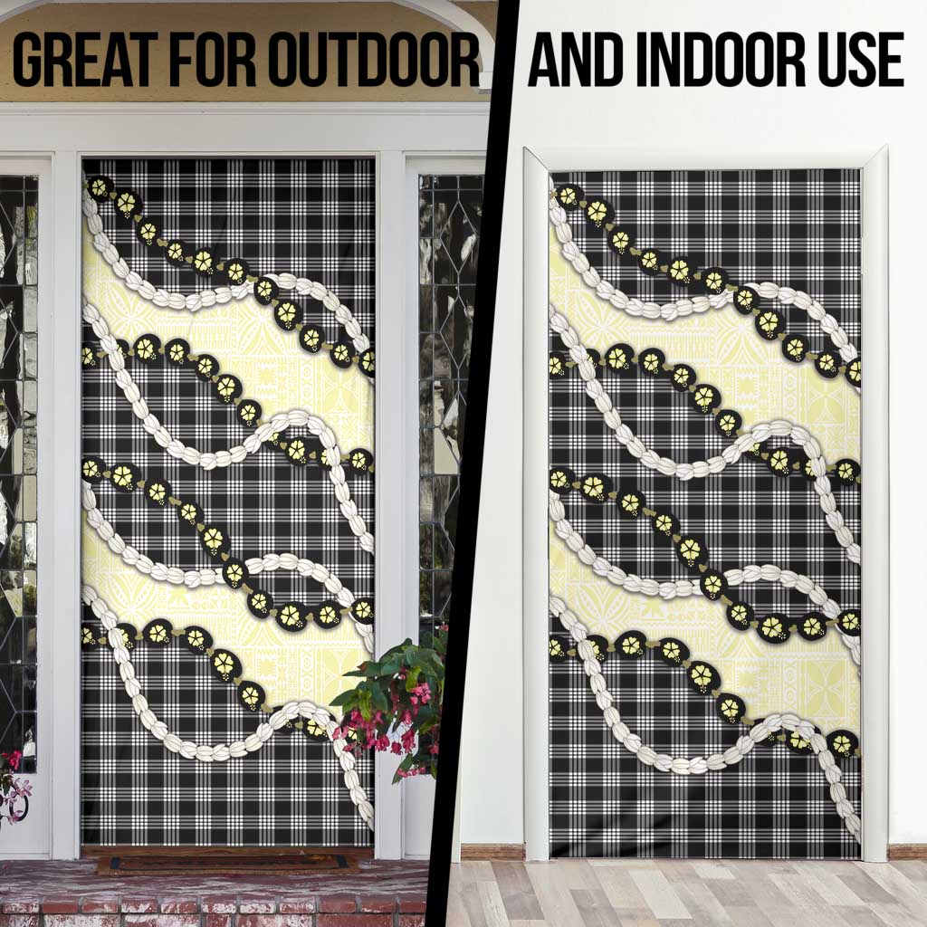 Black Palaka Hawaii Door Cover Kukui Nut Pikake Lei Hawaiian Tapa Pattern LT14 - Polynesian Pride