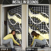 Black Palaka Hawaii Door Cover Kukui Nut Pikake Lei Hawaiian Tapa Pattern LT14 - Polynesian Pride