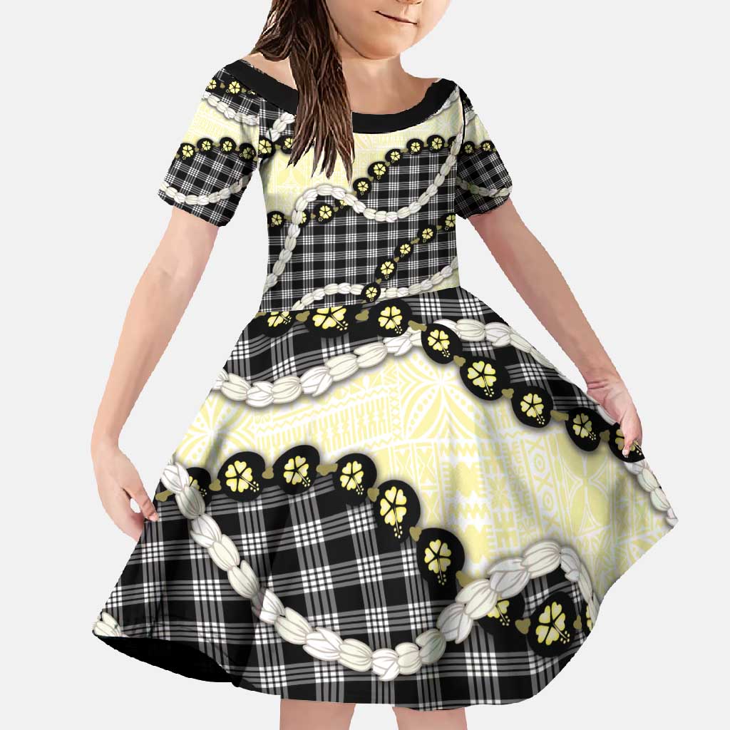 Black Palaka Hawaii Family Matching Mermaid Dress and Hawaiian Shirt Kukui Nut Pikake Lei Hawaiian Tapa Pattern - Polynesian Pride