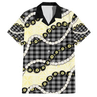 Black Palaka Hawaii Family Matching Short Sleeve Bodycon Dress and Hawaiian Shirt Kukui Nut Pikake Lei Hawaiian Tapa Pattern - Polynesian Pride