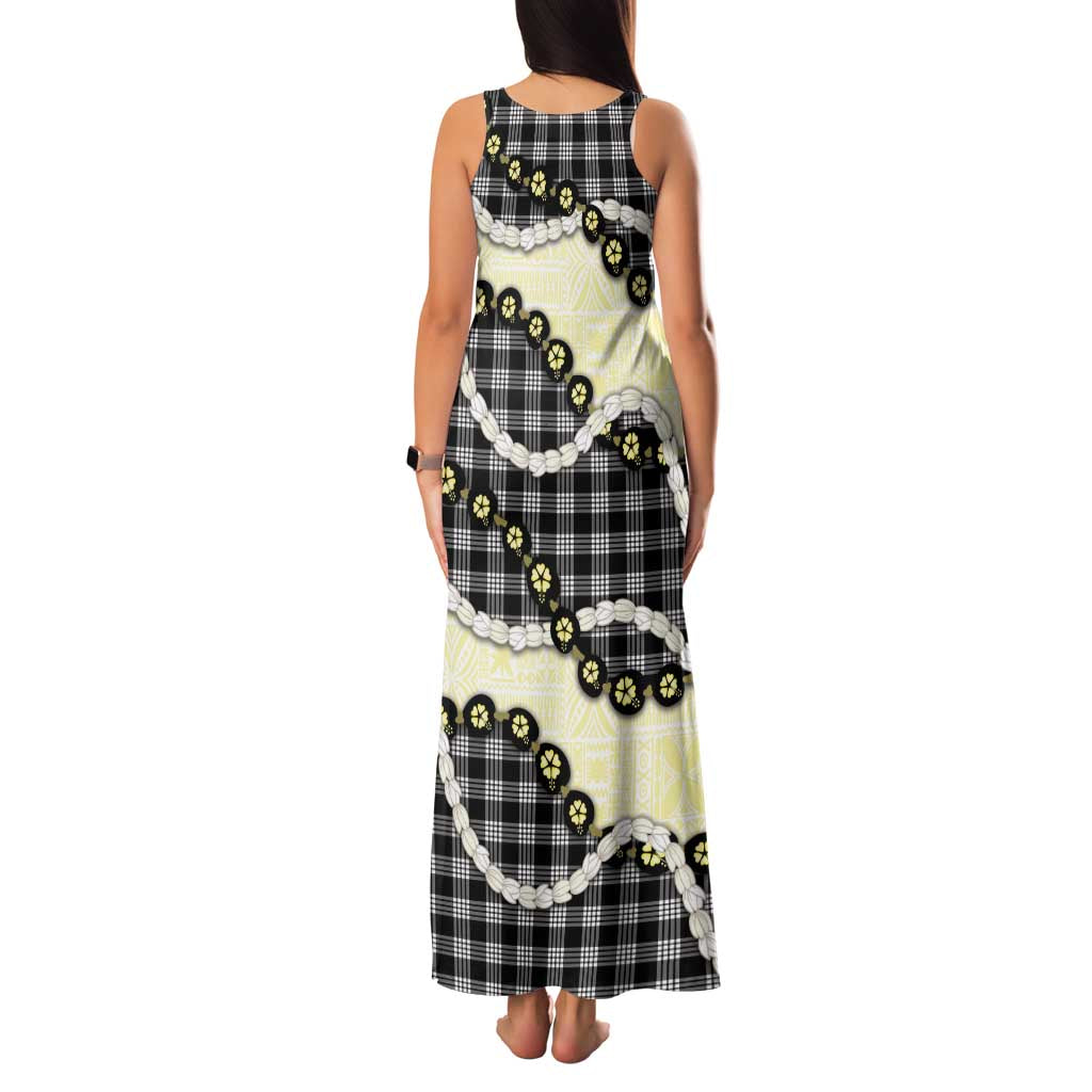 Black Palaka Hawaii Family Matching Tank Maxi Dress and Hawaiian Shirt Kukui Nut Pikake Lei Hawaiian Tapa Pattern - Polynesian Pride