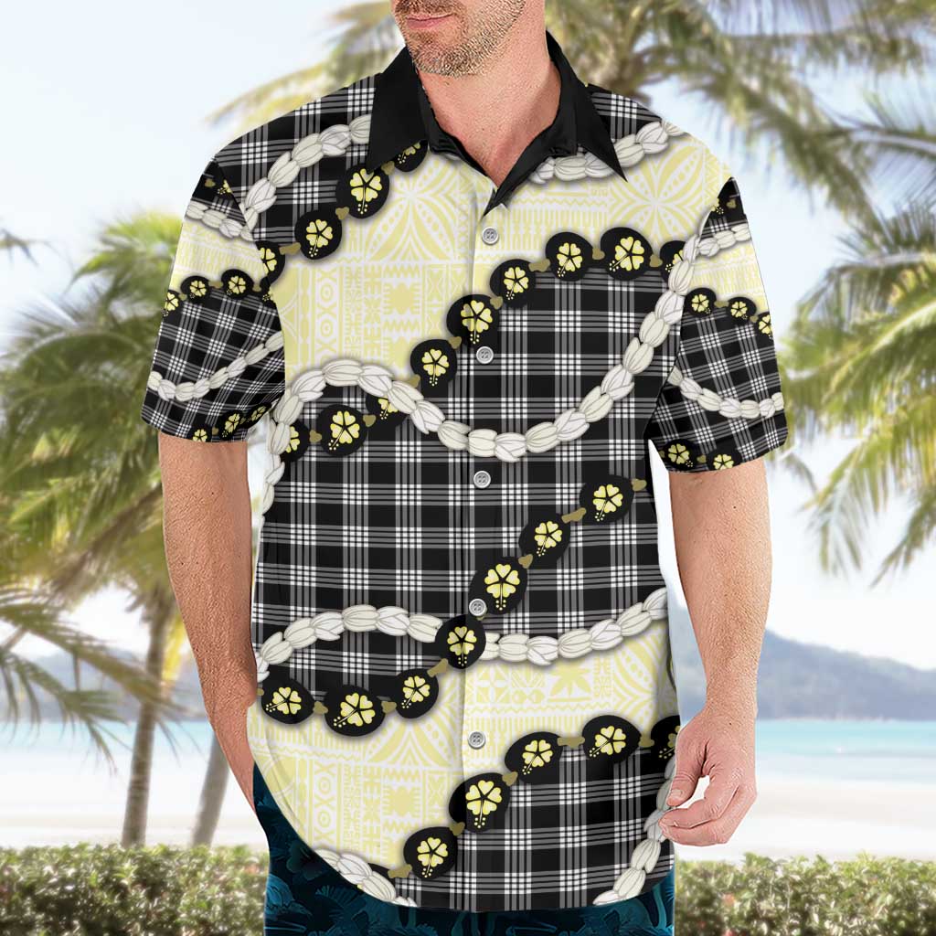 Black Palaka Hawaii Hawaiian Shirt Kukui Nut Pikake Lei Hawaiian Tapa Pattern - Polynesian Pride