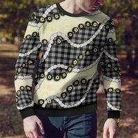 Black Palaka Hawaii Ugly Christmas Sweater Kukui Nut Pikake Lei Hawaiian Tapa Pattern - Polynesian Pride