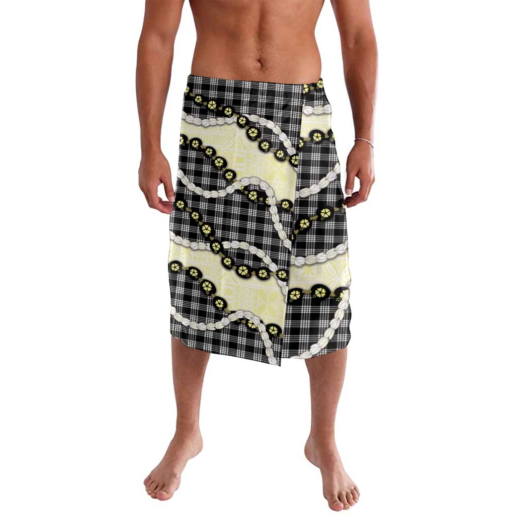 Black Palaka Hawaii Lavalava Kukui Nut Pikake Lei Hawaiian Tapa Pattern - Polynesian Pride