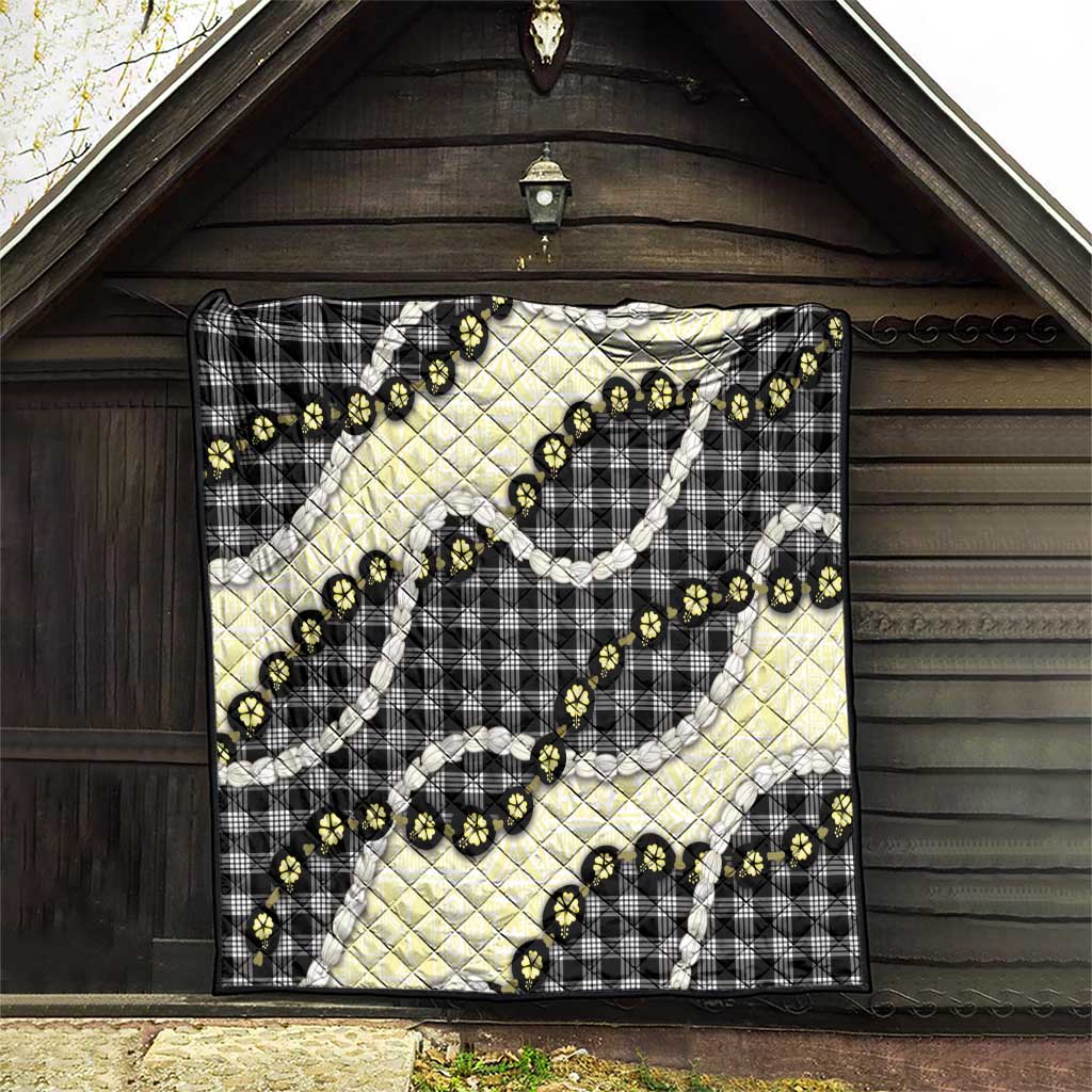 Black Palaka Hawaii Quilt Kukui Nut Pikake Lei Hawaiian Tapa Pattern - Polynesian Pride