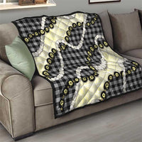 Black Palaka Hawaii Quilt Kukui Nut Pikake Lei Hawaiian Tapa Pattern - Polynesian Pride