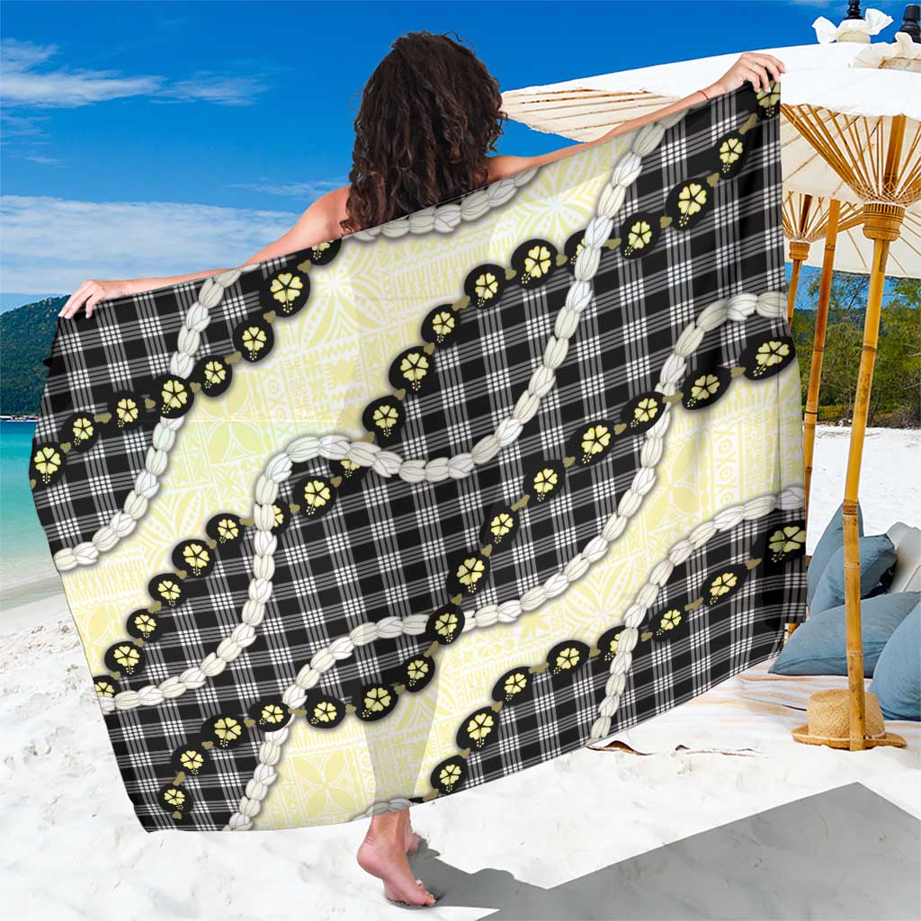 Black Palaka Hawaii Sarong Kukui Nut Pikake Lei Hawaiian Tapa Pattern - Polynesian Pride