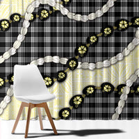 Black Palaka Hawaii Window Curtain Kukui Nut Pikake Lei Hawaiian Tapa Pattern - Polynesian Pride