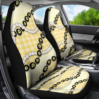 Yellow Palaka Hawaii Car Seat Cover Kukui Nut Pikake Lei Hawaiian Tapa Pattern - Polynesian Pride