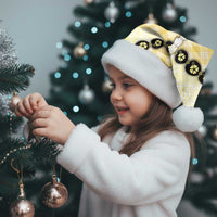 Yellow Palaka Hawaii Christmas Santa Hat Kukui Nut Pikake Lei Hawaiian Tapa Pattern LT14 - Polynesian Pride