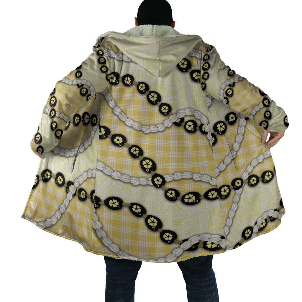 Yellow Palaka Hawaii Cloak Kukui Nut Pikake Lei Hawaiian Tapa Pattern - Polynesian Pride
