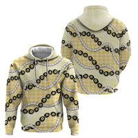 Yellow Palaka Hawaii Hoodie Kukui Nut Pikake Lei Hawaiian Tapa Pattern - Polynesian Pride