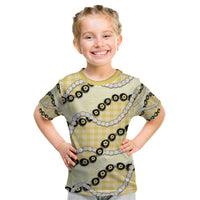 Yellow Palaka Hawaii Kid T Shirt Kukui Nut Pikake Lei Hawaiian Tapa Pattern - Polynesian Pride