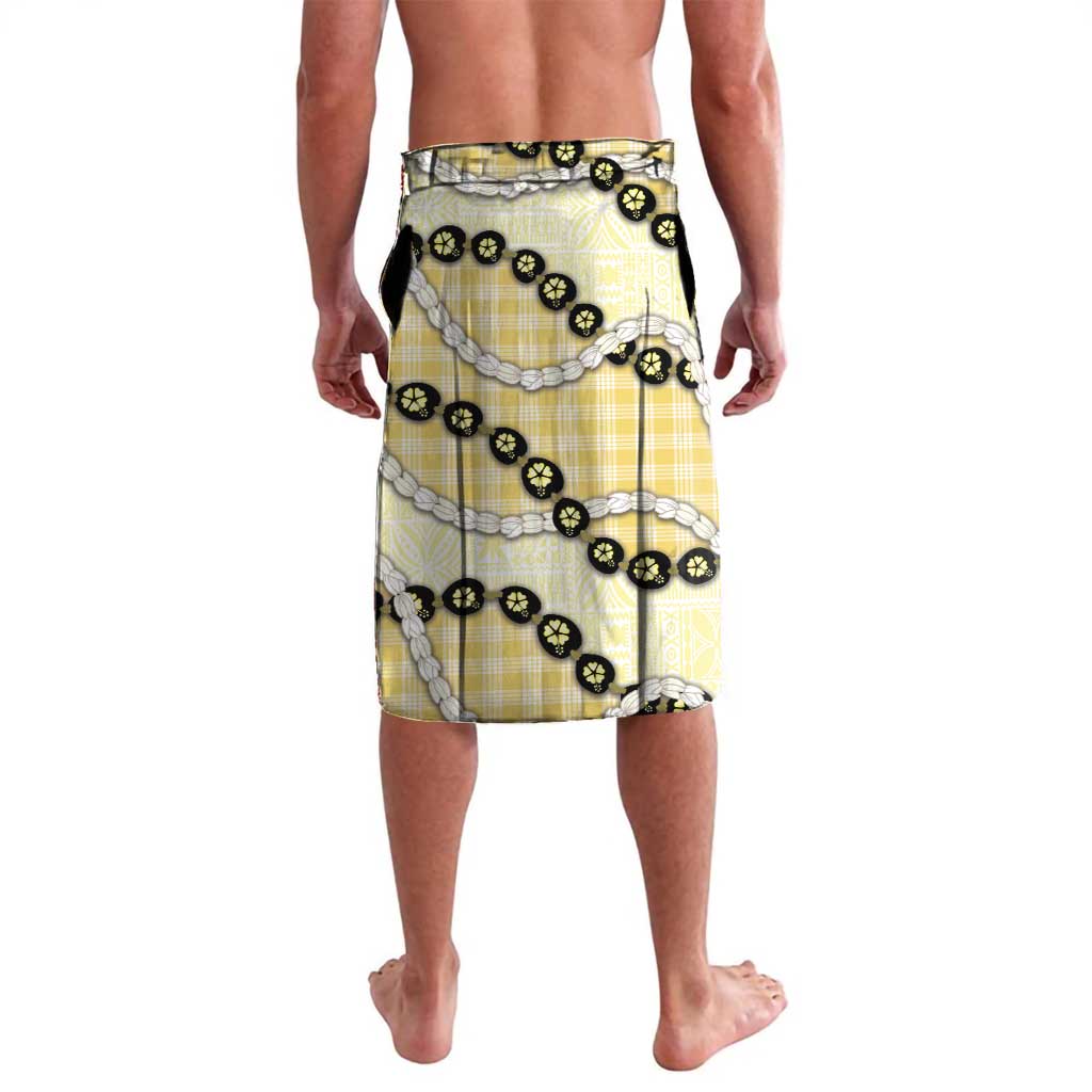 Yellow Palaka Hawaii Lavalava Kukui Nut Pikake Lei Hawaiian Tapa Pattern - Polynesian Pride