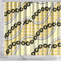 Yellow Palaka Hawaii Shower Curtain Kukui Nut Pikake Lei Hawaiian Tapa Pattern - Polynesian Pride