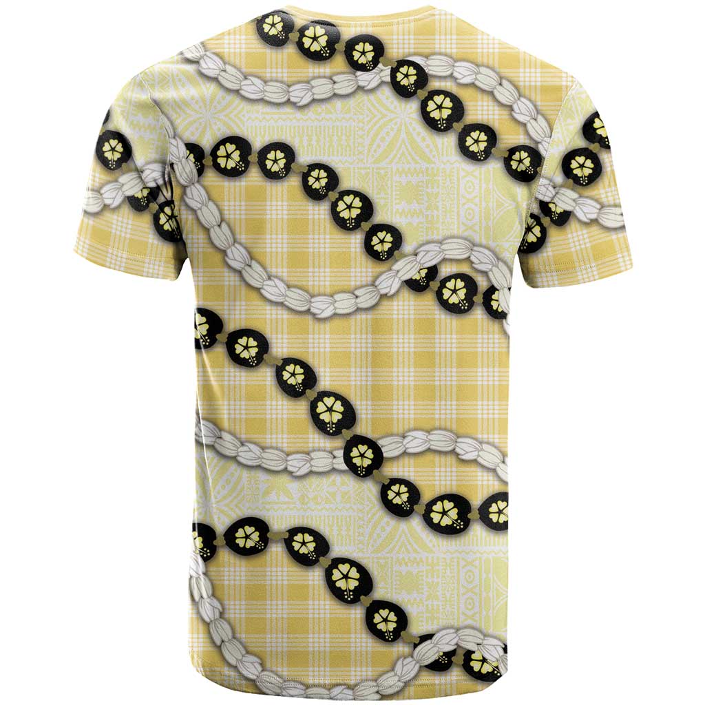 Yellow Palaka Hawaii T Shirt Kukui Nut Pikake Lei Hawaiian Tapa Pattern - Polynesian Pride