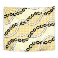 Yellow Palaka Hawaii Tapestry Kukui Nut Pikake Lei Hawaiian Tapa Pattern - Polynesian Pride