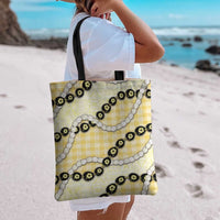 Yellow Palaka Hawaii Tote Bag Kukui Nut Pikake Lei Hawaiian Tapa Pattern - Polynesian Pride