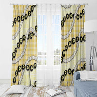 Yellow Palaka Hawaii Window Curtain Kukui Nut Pikake Lei Hawaiian Tapa Pattern - Polynesian Pride