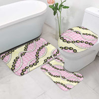 Pink Palaka Hawaii Bathroom Set Kukui Nut Pikake Lei Hawaiian Tapa Pattern - Polynesian Pride