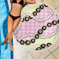 Pink Palaka Hawaii Beach Blanket Kukui Nut Pikake Lei Hawaiian Tapa Pattern - Polynesian Pride