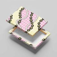 Pink Palaka Hawaii Canvas Wall Art Kukui Nut Pikake Lei Hawaiian Tapa Pattern - Polynesian Pride