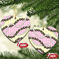 Pink Palaka Hawaii Ceramic Ornament Kukui Nut Pikake Lei Hawaiian Tapa Pattern - Polynesian Pride