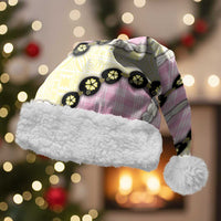 Pink Palaka Hawaii Christmas Santa Hat Kukui Nut Pikake Lei Hawaiian Tapa Pattern LT14 With Fur Pink - Polynesian Pride