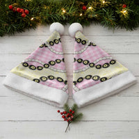Pink Palaka Hawaii Christmas Santa Hat Kukui Nut Pikake Lei Hawaiian Tapa Pattern LT14 - Polynesian Pride