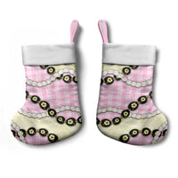 Pink Palaka Hawaii Christmas Stocking Kukui Nut Pikake Lei Hawaiian Tapa Pattern - Polynesian Pride