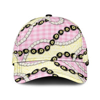 Pink Palaka Hawaii Classic Cap Kukui Nut Pikake Lei Hawaiian Tapa Pattern - Polynesian Pride