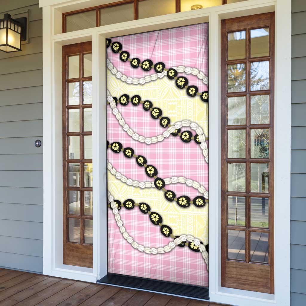 Pink Palaka Hawaii Door Cover Kukui Nut Pikake Lei Hawaiian Tapa Pattern LT14 - Polynesian Pride