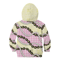 Pink Palaka Hawaii Kid Hoodie Kukui Nut Pikake Lei Hawaiian Tapa Pattern - Polynesian Pride