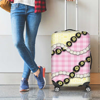 Pink Palaka Hawaii Luggage Cover Kukui Nut Pikake Lei Hawaiian Tapa Pattern - Polynesian Pride