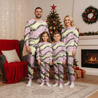Pink Palaka Hawaii Christmas Pajama Set Kukui Nut Pikake Lei Hawaiian Tapa Pattern LT14 - Polynesian Pride
