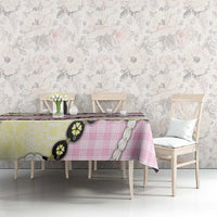 Pink Palaka Hawaii Tablecloth Kukui Nut Pikake Lei Hawaiian Tapa Pattern - Polynesian Pride