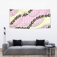 Pink Palaka Hawaii Tapestry Kukui Nut Pikake Lei Hawaiian Tapa Pattern - Polynesian Pride