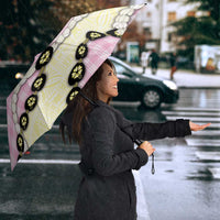 Pink Palaka Hawaii Umbrella Kukui Nut Pikake Lei Hawaiian Tapa Pattern - Polynesian Pride