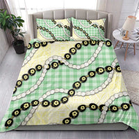 Green Palaka Hawaii Bedding Set Kukui Nut Pikake Lei Hawaiian Tapa Pattern - Polynesian Pride
