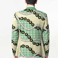Green Palaka Hawaii Blazer Kukui Nut Pikake Lei Hawaiian Tapa Pattern - Polynesian Pride