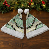 Green Palaka Hawaii Christmas Santa Hat Kukui Nut Pikake Lei Hawaiian Tapa Pattern LT14 - Polynesian Pride
