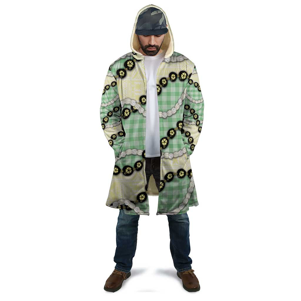 Green Palaka Hawaii Cloak Kukui Nut Pikake Lei Hawaiian Tapa Pattern - Polynesian Pride