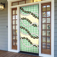 Green Palaka Hawaii Door Cover Kukui Nut Pikake Lei Hawaiian Tapa Pattern LT14 - Polynesian Pride