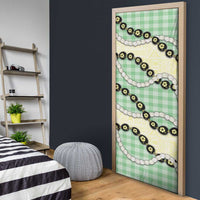Green Palaka Hawaii Door Cover Kukui Nut Pikake Lei Hawaiian Tapa Pattern LT14 - Polynesian Pride